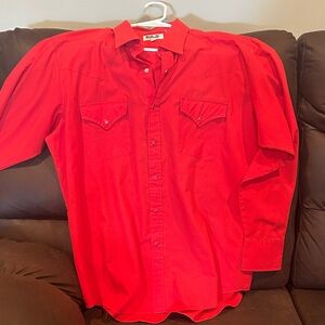 Ely Cattleman Bright Red Casual Button Down Shirt